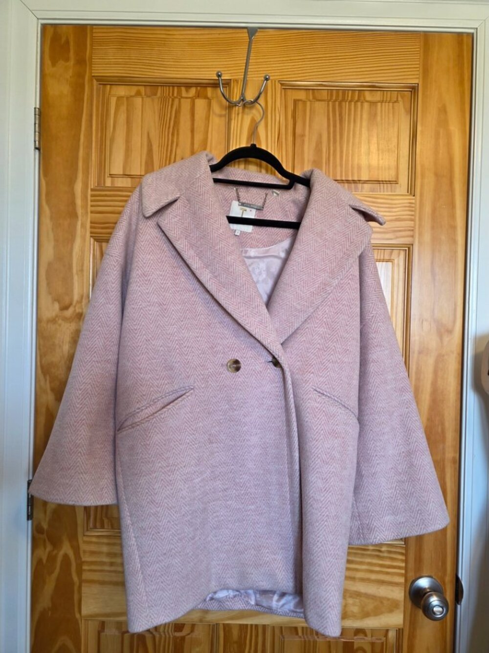 Ted Baker London Women's Size 1 Oversized Herringbone Jjuliet Cocoon Coat